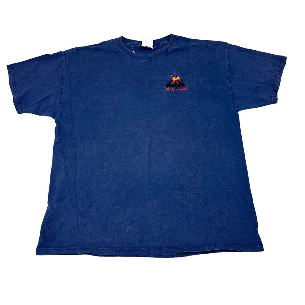 Vintage Sgt. Leisure Size‎ XL Navy Blue Embroidered Hawaii Volcano T-Shirt